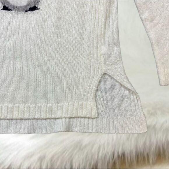 LC LAUREN CONRAD IVORY CREAM PENGUIN KNIT SWEATER DIAMOND RHINESTONE NOVELTY XS - Picture 12 of 15